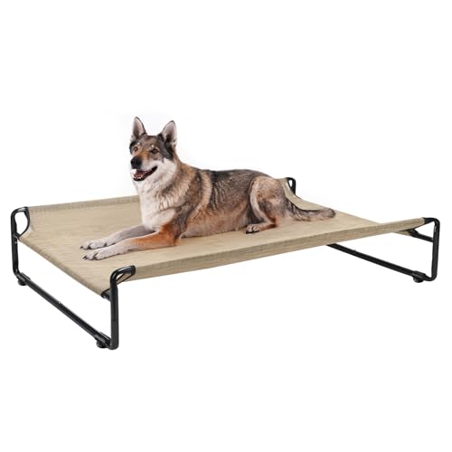 Veehoo Hundeliege Outdoor, Kühlendes Erhöhtes Hundebett Outdoor für Große Hunde, Tragbares Stehendes Haustierbett mit Waschbarem Atmungsaktivem Netz, rutschfeste Füße, X-Large, Kaffeebeige Veehoo Hundeliege Outdoor, Kühlendes Erhöhtes Hundebett Outdoor für Große Hunde, Tragbares Stehendes Haustierbett mit Waschbarem Atmungsaktivem Netz, rutschfeste Füße, X-Large, Kaffeebeige von Veehoo
