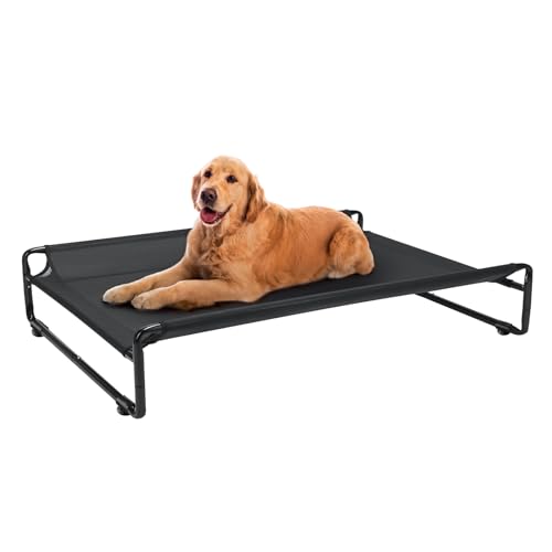 Veehoo Hundeliege Outdoor, Kühlendes Erhöhtes Hundebett Outdoor für Große Hunde, Tragbares Stehendes Haustierbett mit Waschbarem Atmungsaktivem Netz, rutschfeste Füße, Groß, Schwarz Veehoo Hundeliege Outdoor, Kühlendes Erhöhtes Hundebett Outdoor für Große Hunde, Tragbares Stehendes Haustierbett mit Waschbarem Atmungsaktivem Netz, rutschfeste Füße, Groß, Schwarz von Veehoo