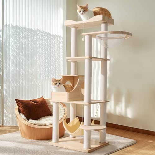 Veehoo Katzenbaumturm für Indoor-Katzen, mehrstöckiges Katzenhaus-Möbel, Aktivitätszentrum mit großer Hängematte und Kratzstämmen, 162,6 cm Veehoo Katzenbaumturm für Indoor-Katzen, mehrstöckiges Katzenhaus-Möbel, Aktivitätszentrum mit großer Hängematte und Kratzstämmen, 162,6 cm von Veehoo