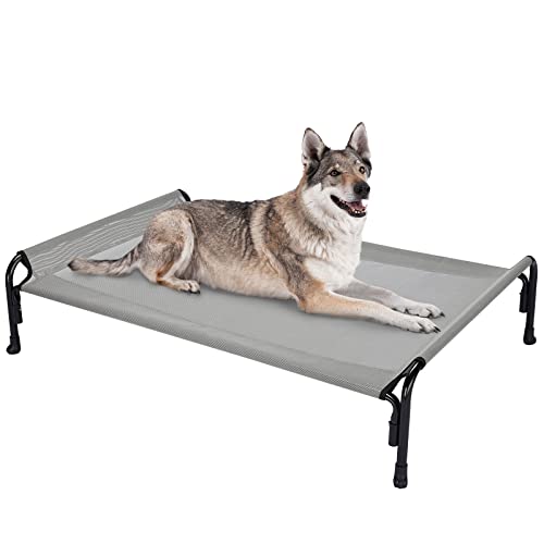 Veehoo Kühlendes Hundeliege Outdoor, Erhöhtes Hundebett für Groß Hunde, Tragbares Stehendes Haustierbett mit Waschbarem Atmungsaktivem Netz, rutschfeste Füße, Large, Grau Veehoo Kühlendes Hundeliege Outdoor, Erhöhtes Hundebett für Groß Hunde, Tragbares Stehendes Haustierbett mit Waschbarem Atmungsaktivem Netz, rutschfeste Füße, Large, Grau von Veehoo