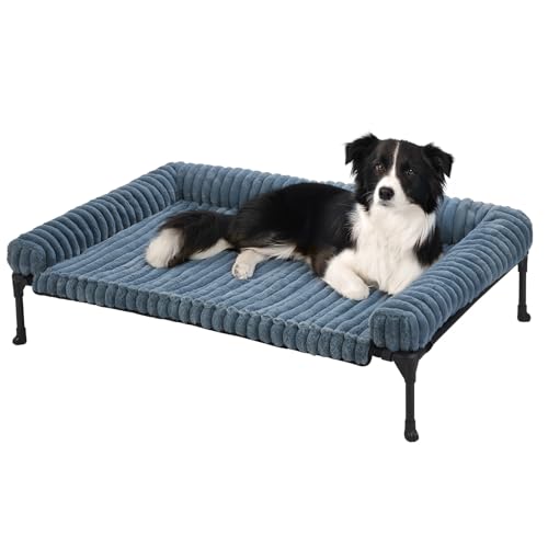 Veehoo Kühlendes erhöhtes Hundebett + abnehmbares, flauschiges Plüschkissen, erhöhtes Hundebett mit waschbarer Nackenrolle, atmungsaktives Teslin-Netz, rutschfeste Füße, 104,1 x 68,6 cm, Hundesofa, Veehoo Kühlendes erhöhtes Hundebett + abnehmbares, flauschiges Plüschkissen, erhöhtes Hundebett mit waschbarer Nackenrolle, atmungsaktives Teslin-Netz, rutschfeste Füße, 104,1 x 68,6 cm, Hundesofa, von Veehoo