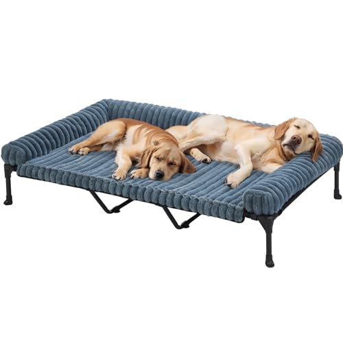 Veehoo Kühlendes erhöhtes Hundebett + abnehmbares, flauschiges Plüschkissen, erhöhtes Hundebett mit waschbarer Nackenrolle, atmungsaktives Teslin-Netz, rutschfeste Füße, 149,9 x 94 cm, Veehoo Kühlendes erhöhtes Hundebett + abnehmbares, flauschiges Plüschkissen, erhöhtes Hundebett mit waschbarer Nackenrolle, atmungsaktives Teslin-Netz, rutschfeste Füße, 149,9 x 94 cm, von Veehoo
