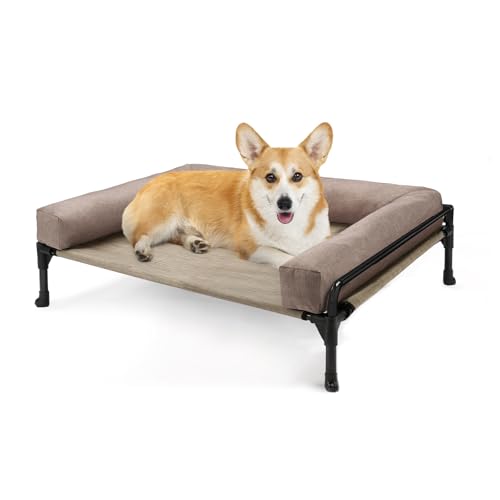 Veehoo Kühlendes erhöhtes Hundebett mit abnehmbarer Nackenrolle, erhöhtes Hundesofa für mittelgroße Hunde, für drinnen und draußen, Metall-Hundebett mit rutschfesten Füßen und Textilen-Netz, 76,2 x Veehoo Kühlendes erhöhtes Hundebett mit abnehmbarer Nackenrolle, erhöhtes Hundesofa für mittelgroße Hunde, für drinnen und draußen, Metall-Hundebett mit rutschfesten Füßen und Textilen-Netz, 76,2 x von Veehoo