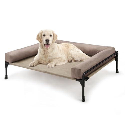 Veehoo Kühlendes erhöhtes Hundebett mit abnehmbarer Nackenrolle, erhöhtes Hundesofa für mittelgroße und große Hunde, für drinnen und draußen, Metall-Hundebett mit rutschfesten Füßen und Textilen-Netz, Veehoo Kühlendes erhöhtes Hundebett mit abnehmbarer Nackenrolle, erhöhtes Hundesofa für mittelgroße und große Hunde, für drinnen und draußen, Metall-Hundebett mit rutschfesten Füßen und Textilen-Netz, von Veehoo