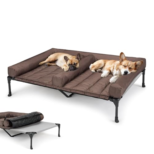 Veehoo Outdoor Hundeliege erhöht, Hundebett Erhöht mit abnehmbarem Bloster für 2 Hunde Kühlendes Erhöhtes Hundebett mit Atmungsaktivem Teslin-Netz für Haus und Garten, Grau 125 x 83 x 23cm Veehoo Outdoor Hundeliege erhöht, Hundebett Erhöht mit abnehmbarem Bloster für 2 Hunde Kühlendes Erhöhtes Hundebett mit Atmungsaktivem Teslin-Netz für Haus und Garten, Grau 125 x 83 x 23cm von Veehoo