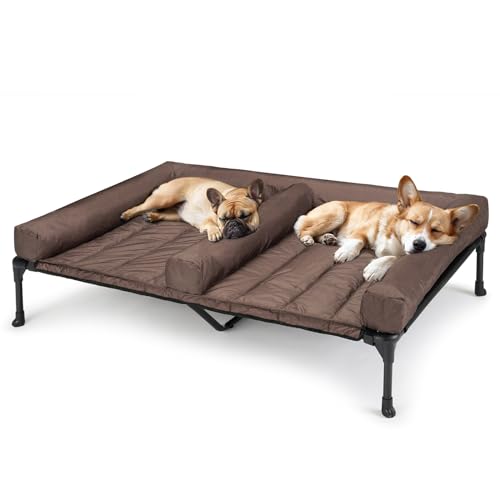 Veehoo Outdoor Hundeliege Erhöht, Hundebett Outdoor Erhöht mit abnehmbarem Bloster für 2 Hunde Kühlendes Erhöhtes Hundebett mit Atmungsaktivem Teslin-Netz für Haus Garten, Schwarz Silber 150x95x23cm Veehoo Outdoor Hundeliege Erhöht, Hundebett Outdoor Erhöht mit abnehmbarem Bloster für 2 Hunde Kühlendes Erhöhtes Hundebett mit Atmungsaktivem Teslin-Netz für Haus Garten, Schwarz Silber 150x95x23cm von Veehoo