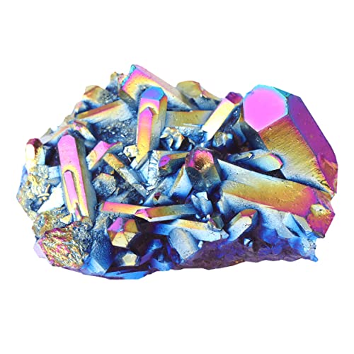 Veemoon 1stk Regenbogenkristall Mineral Geode Druzy Exemplar Wismutkristalle Regenbogen-Cluster Tiefvioletter Kristall Natürlicher Bergkristall-Cluster Cluster-geode Schreibtisch Stein von Veemoon