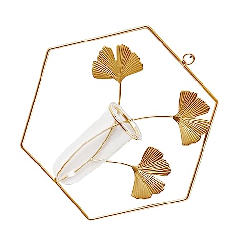 Veemoon 1pc Glass for Terrarium Sculpture Indoor Metal Living Water with Pot Planters Mini Flower Gold Wall Adornment Leaf Dining Station Style Hydroponics Party Decor Mounted Leaves Room von Veemoon
