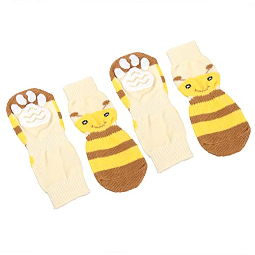 Veemoon Wärme Für Die Pfoten Ihres Haustiers – 4 Stück Gestrickte Socken Mit Bienenmuster Und Anti-rutsch-Effekt von Veemoon