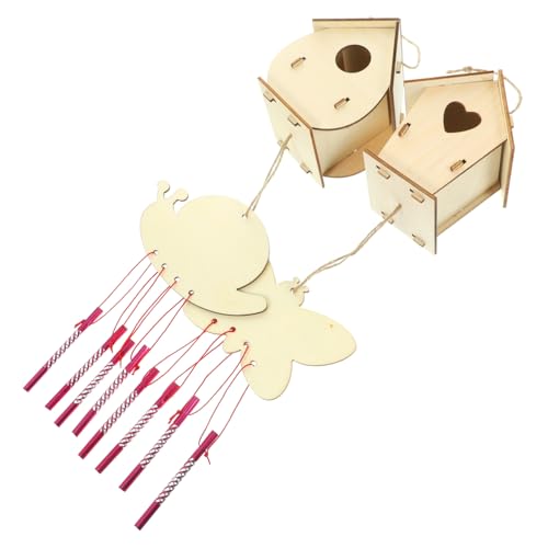 Veemoon DIY Holz Vogelhaus Bastelset für Graffiti Vogelhaus Kit zum Bemalen Kleines Outdoor Nistkasten zum Aufhängen Handwerk für Motorik und Deko Zufällige Farbe von Veemoon
