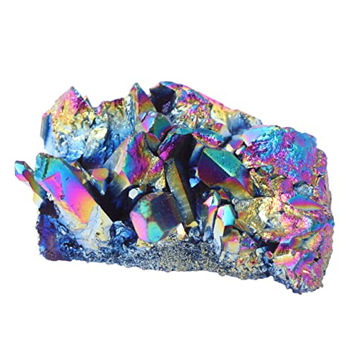 Veemoon 1stk Drusy Geode Edelsteinexemplar Kristallskulptur Citrin Geode Kristall Kristall-Cluster-Ornament Regenbogen-Cluster Natürliche Cluster Danke Aura Schreibtisch Zubehör von Veemoon