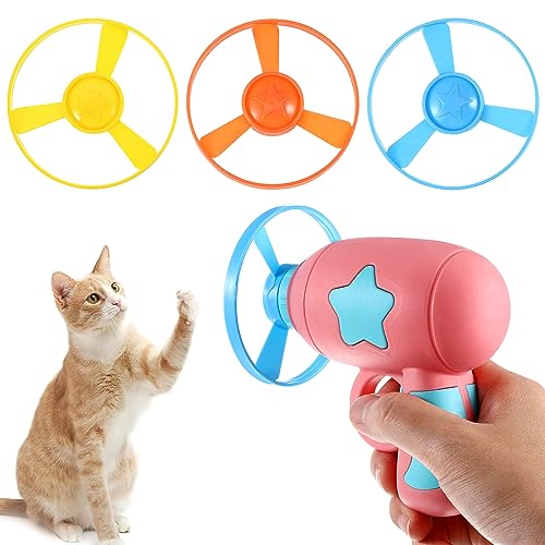 Veemoon Disc Flyer Untertassen, lustige Katze fliegende Scheibe mit bunten fliegenden Propellern Set für Kätzchen, Jagd, Training, Jagd Veemoon Disc Flyer Untertassen, lustige Katze fliegende Scheibe mit bunten fliegenden Propellern Set für Kätzchen, Jagd, Training, Jagd von Veemoon