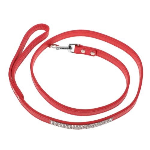 Veemoon Hundeleine Aus Leder Mit Strass in Rot – Hochwertige Rhinestone Leine Für Stilvolles Hundetraining Von Kleinen Und Mittelgroßen Hunden Und Katzen von Veemoon