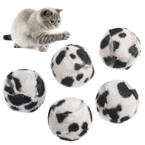 Veemoon Katzenball-Spielzeug 5 Stück Plüsch-Tennisbälle Mit Leopardenmuster Lustige Interaktive Haustier-Tierbälle Für Kätzchen Kleine Hunde Katzen Welpen von Veemoon