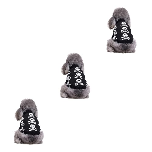 Veemoon Kleiner Hund Pullover Mit Knochen- – Gestreifter Strickpulli Für Kleine Hunde – Warm Und Stylisch Für Herbst Und Winter – Ideal Für Haustier-Outfits Mit Strass Anhänger von Veemoon