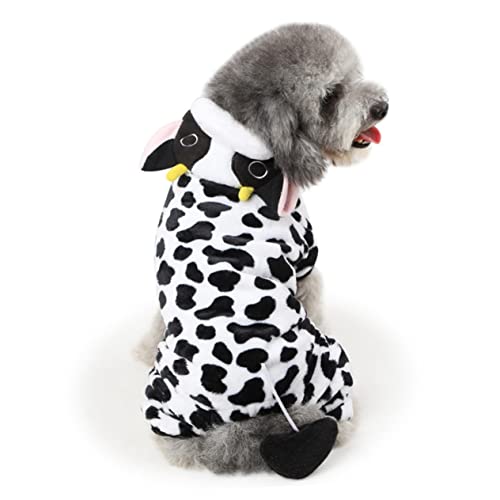 Veemoon Kuhkostüm Für Hunde - Warmer Hoodie Für Halloween - Süße Cartoon Hundekleidung Für Welpen Gemütliche Jacke Für Kalte Tage Perfekte Hundekostüme Für Feste Und Feiern von Veemoon