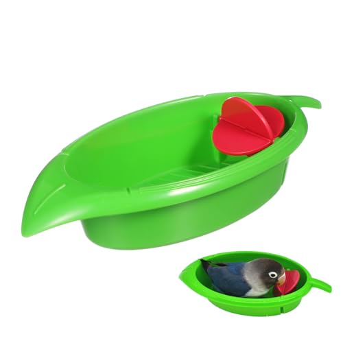 Veemoon Vogelbadewanne Für Papageien - Hängende Duschbox Mit Wasserhalter Für Wellensittiche Und Kleine Vögel - Praktisches Zubehör Für Die Vogelpflege in Grün von Veemoon