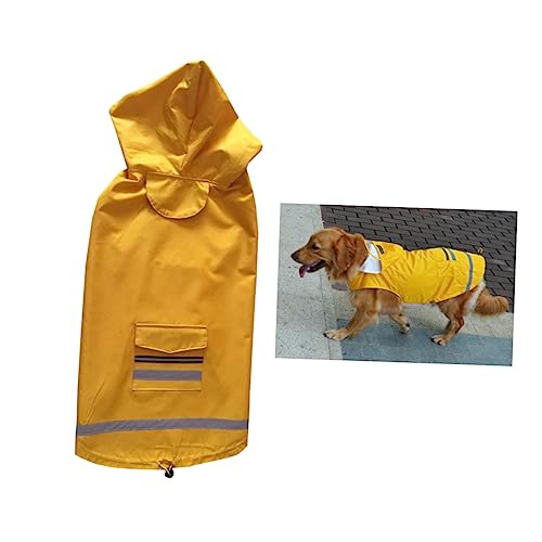 Veemoon Warmer Regenmantel Für Mittelgroße Und Große Hunde - Reflektierend in Gelb - 3XL Ideal Für Den Außenbereich Schützt Vor Nässe Und Kälte Komfortable Passform von Veemoon