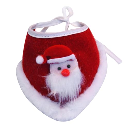 Veemoon Weihnachtlicher Haustier-Schal Für Hunde Und Katzen – Rot Mit Süßem Weihnachtsmann-Design Ideales Schickes Zubehör Für Festliche Anlässe Und Winterfeiern von Veemoon