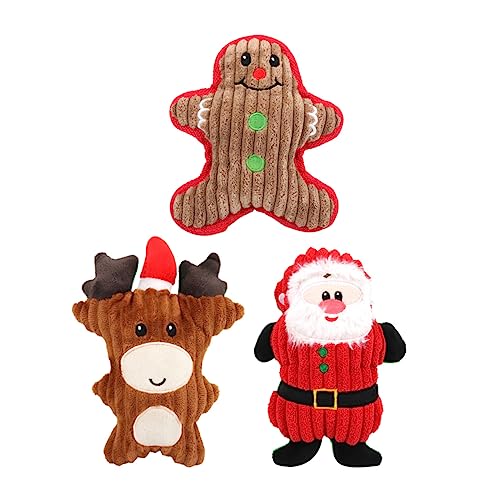 Veemoon Weihnachts Hundespielzeug Für Kleine Hunde - Set Plüsch Weihnachtsmann - Schneemann Und Elch Ideales Für Haustier Während Festtage von Veemoon