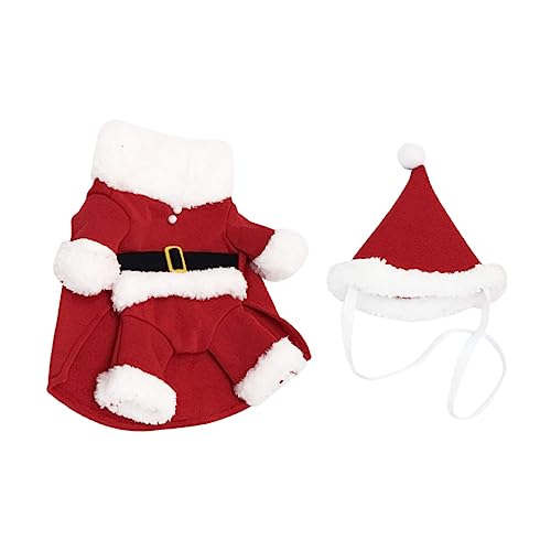 Veemoon Weihnachtskostüm Für Hunde Und Katzen Mit Weihnachtsmütze – Festlicher Wintermantel Im Weihnachtsmann-Design Rot Und Weiß Für Einen Fröhlichen Nikolaus-Auftritt von Veemoon