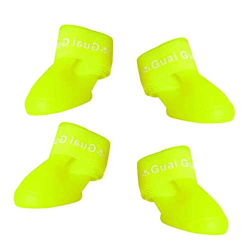 Veemoon wasserdichte Hundestiefel Aus PVC-Gummi Mit Anti-Rutsch Sohle – Einstellbare Schneestiefel Für Welpen Und Hunde in Fröhlichem Gelb Größe M – Ideal Für Regen Und Schnee von Veemoon