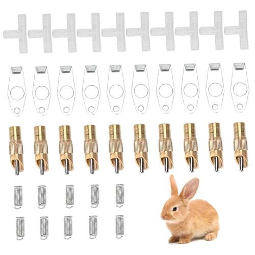 10 Rabbit-Wasserspender Brustwarzen, automatische Kupferhasen-Feeder-Düsen für Meerschweinchen, Frettchen, Käfig-Trinksystem für kleine Tiere, durchlaufdicht und einfach installieren von Veesper