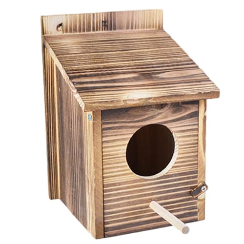 Holzvogelhaus 7x7x9 Zoll kreatives Outdoor -Vogelhaus mit rundem Loch, natürliche Nistkiste für kleine Vögel, Gartenhängelede für Wildtiere von Veesper