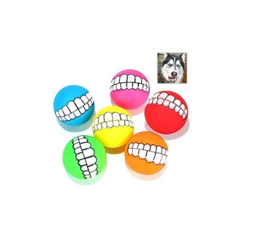 Hunde Zähnekugeln Squeaker Sound Making Chew Toy Pet Interactive Ball 6pcs zufällige Farbe, Hundekugeln, Zahnball für Hunde, Haustier -Kauspielzeug, lustiger Ball für Hunde, Hundequietschende Ball von Veesper