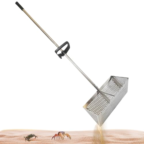 Veesper 51.2 Edelstahl-Sandfloh-Rechen, Hochleistungsstrandsand-Sifter mit rutschfestem Griff und stumpfem Zähnen Design zum Reinigen und Sammeln von Veesper