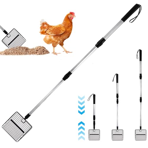 Veesper Katzenstrauder-Schaufel, 42 verstellbare Katzenstreu-Kotschlaufe mit Griff mit Nicht-Stall-Metallstreu-Tablett breite Schaufelreinigung für die Sieben von Hühnersand und Holzspänen Veesper Katzenstrauder-Schaufel, 42 verstellbare Katzenstreu-Kotschlaufe mit Griff mit Nicht-Stall-Metallstreu-Tablett breite Schaufelreinigung für die Sieben von Hühnersand und Holzspänen von Veesper