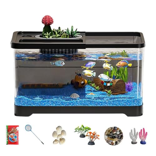 Anfänger Aquarium | Aquarium Starter Set Mit Filter Und Beleuchtung,Hochtransparentes Glas Aquarium Deko Set Für Schreibtisch Wohnzimmer Studentenzimmer Anfänger Aquarium | Aquarium Starter Set Mit Filter Und Beleuchtung,Hochtransparentes Glas Aquarium Deko Set Für Schreibtisch Wohnzimmer Studentenzimmer von Veeteah
