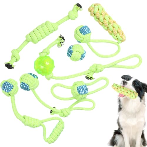 Kautes Seil Baumwolle, Welpe zahler Spielzeug - 8 Stücke Hund Seil Welpe Teether Pet Tauziehen - Knotenschlepperkäsevorräte, Innen im Freien im Freien, sicheres Kauspielzeug für Zuhause, Park, Kautes Seil Baumwolle, Welpe zahler Spielzeug - 8 Stücke Hund Seil Welpe Teether Pet Tauziehen - Knotenschlepperkäsevorräte, Innen im Freien im Freien, sicheres Kauspielzeug für Zuhause, Park, von Veeteah
