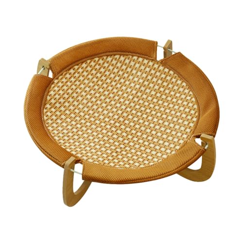 Veeteah Rattan-Haustierbett, Eisrattan-Kühlbett für Katzen, atmungsaktives Rattan-Schlafbett - Abnehmbares Hochbett für Katzen, Holzsockel, Sommermatratze, Haustierbedarf für drinnen und Veeteah Rattan-Haustierbett, Eisrattan-Kühlbett für Katzen, atmungsaktives Rattan-Schlafbett - Abnehmbares Hochbett für Katzen, Holzsockel, Sommermatratze, Haustierbedarf für drinnen und von Veeteah