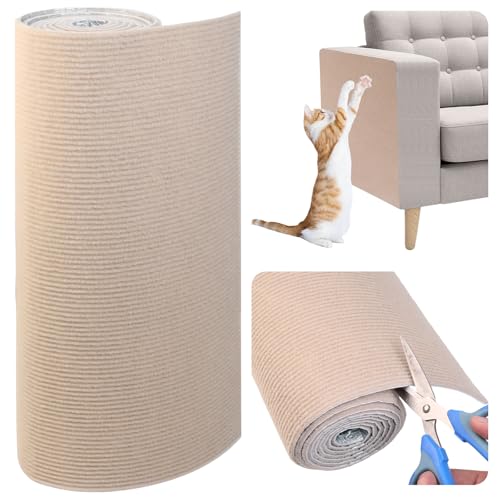Vefhby 40 x 200cm Selbstklebend Kratzmatte Katze, Kratzbrett Katzen Kratzschutz, DIY Trimmbare Kratzschutz Sofa Katze, Kratzteppich Katze für Schützt Möbel und Couch Schutz(Khaki) von Vefhby