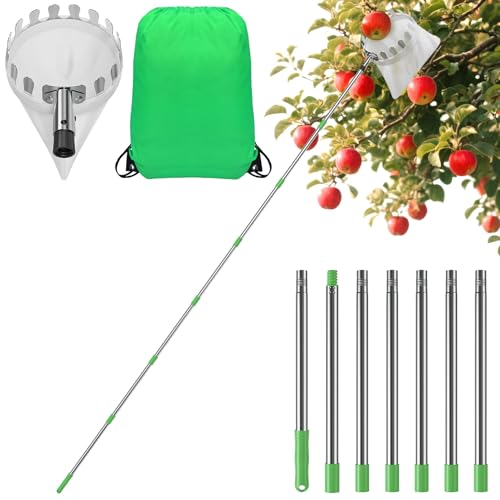 2.8M Apfelpflücker Kirschenpflücker Obstpflücker mit Teleskopstiel mit Leichter Edelstahl Teleskoppfahl und Baumwollbeutel Obstgreifer Einfach zu Montieren 2.8M Apfelpflücker Kirschenpflücker Obstpflücker mit Teleskopstiel mit Leichter Edelstahl Teleskoppfahl und Baumwollbeutel Obstgreifer Einfach zu Montieren von Vegamall