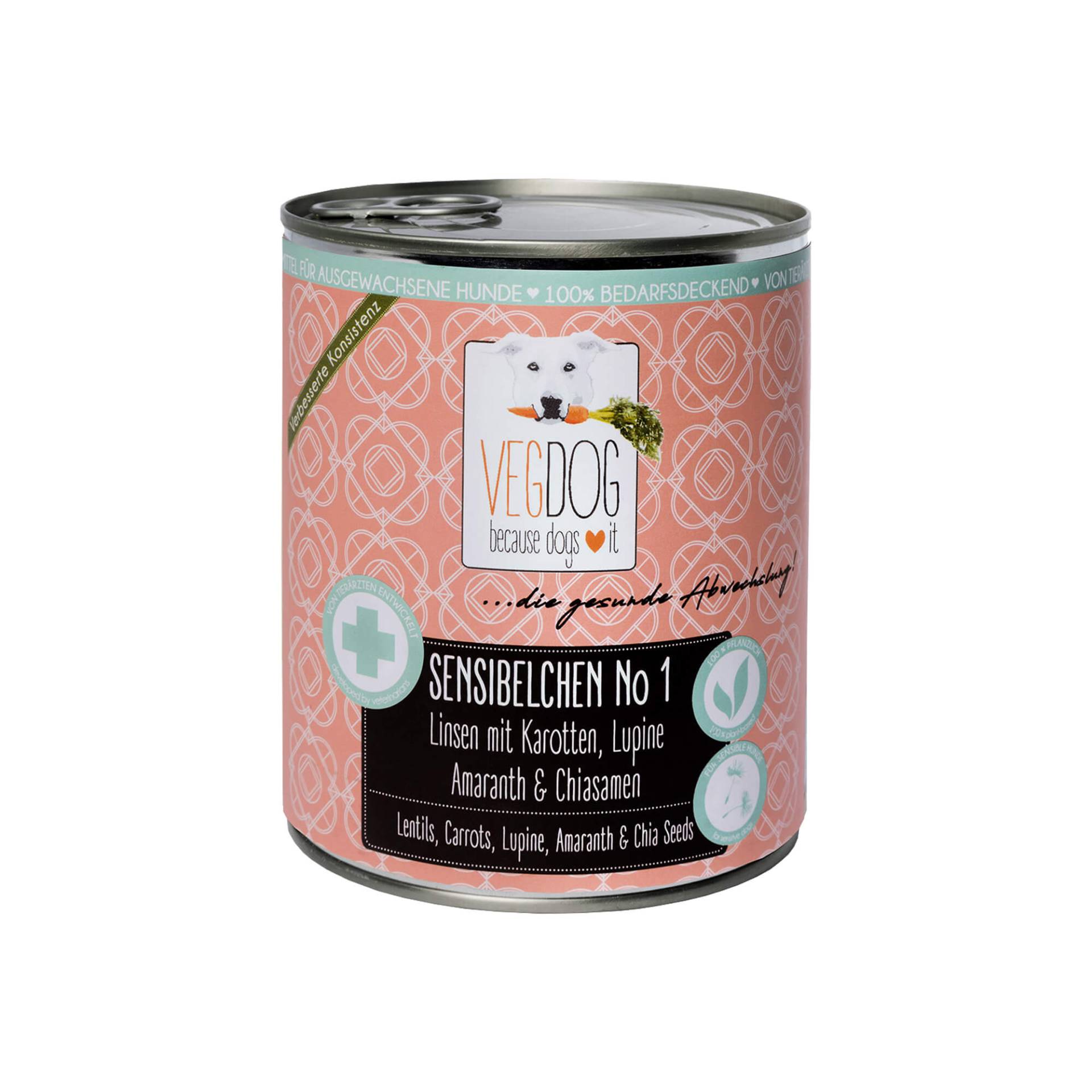 Vegdog Sensibelchen No1 Hundefutter - Dose 6 x 800 g Vegdog Sensibelchen No1 Hundefutter - Dose 6 x 800 g von Vegdog