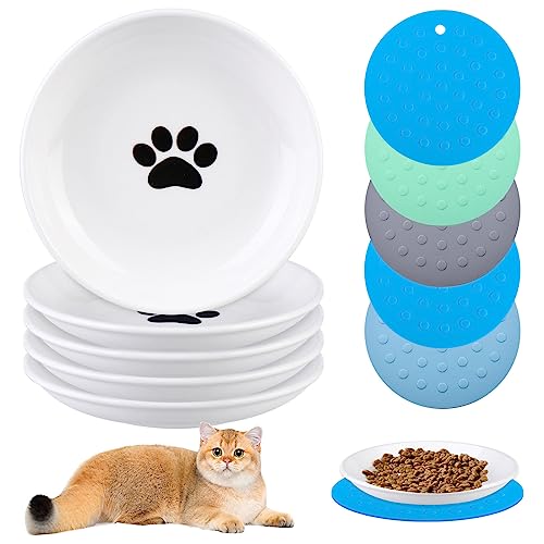 5 Pcs Katzennapf Aus Keramik, Katzenfutterteller Aus Keramik, Futternapf Katzen, Katzennäpfe Keramik Napf Mit Rutschfester Matte Fressnapf Katze Nassfutternäpfe Für Katzen Flache Schalen Für Kätzchen 5 Pcs Katzennapf Aus Keramik, Katzenfutterteller Aus Keramik, Futternapf Katzen, Katzennäpfe Keramik Napf Mit Rutschfester Matte Fressnapf Katze Nassfutternäpfe Für Katzen Flache Schalen Für Kätzchen von Vegena