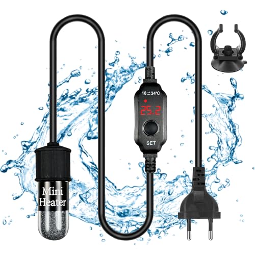 Aquarium Heizung, 10 W Mini Aquarium Heizung, Mini Aquarium Heizstab, Aquarium Heizer Aquariumheizung Mit Saugnäpfen Mit Intelligenter Led-Temperaturanzeige Und Externen Einstellbarem Temperaturregler von Vegena