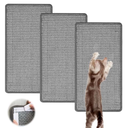 Kratzmatte Katze, 3 Stück 50x25 cm Sisal Teppich Katzen, Katzenkratzbretter Sisal Kratzteppich Mit Klebstoff, Widerstandsfähig Katzenkratzmatte, Sisal Kratzmatte Kratz Für Katzen Kratzschutz Sofas von Vegena