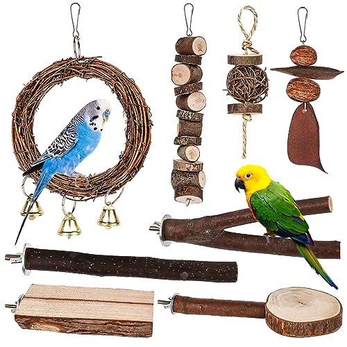 Natur Sitzstangen für Vögel, 8 Stück Vogelkäfig Zubehör, Natur Sitzstangen Set, Sitzstangen für Vogelkäfige, Vogelstange aus Holz, Vogelspielzeug Schaukel für Wellensittich Agaporniden Nymphensittich Natur Sitzstangen für Vögel, 8 Stück Vogelkäfig Zubehör, Natur Sitzstangen Set, Sitzstangen für Vogelkäfige, Vogelstange aus Holz, Vogelspielzeug Schaukel für Wellensittich Agaporniden Nymphensittich von Vegena