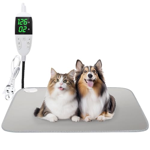 Vegena Haustier Heizkissen 45 × 70 cm – Wasserdichtes beheiztes Hundebett mit einstellbarer Temperatur & 12H Timer, sicheres Katzenheizkissen für Welpen, Kätzchen, Welpen, Hunde und Katzen von Vegena