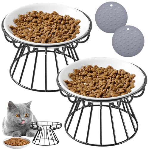 Vegena Katzennäpfe aus Keramik, erhöhter Futternapf, erhöhter Futternapf, Anti-Erbrechen, Katzen-Futternapf mit rutschfester Matte, schützt die Wirbelsäule des Haustiers, 2 Stück Vegena Katzennäpfe aus Keramik, erhöhter Futternapf, erhöhter Futternapf, Anti-Erbrechen, Katzen-Futternapf mit rutschfester Matte, schützt die Wirbelsäule des Haustiers, 2 Stück von Vegena