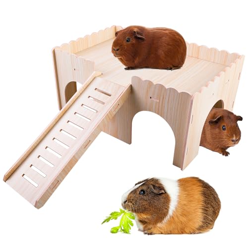 Vegena Meerschweinchenhaus aus Holz, Meerschweinchenversteck Versteck Hütte mit Höhle, Rampe und 4 Höhlen, Abnehmbares Schloss, Kleintierhaus für Ratte, Hamster, Igel Verstecken und Spielen Vegena Meerschweinchenhaus aus Holz, Meerschweinchenversteck Versteck Hütte mit Höhle, Rampe und 4 Höhlen, Abnehmbares Schloss, Kleintierhaus für Ratte, Hamster, Igel Verstecken und Spielen von Vegena