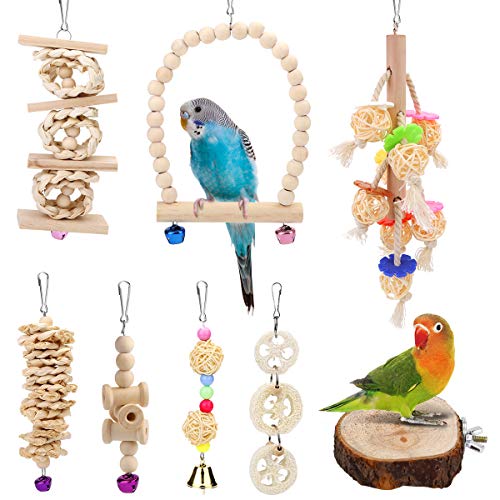 Vegena Vogelspielzeug, 8er Set Vögel Holzleiter Spielzeug mit Landeplatz Vogelkäfig Zubehör für Wellensittich Papageien Graupapageien Nymphensittiche Finken Kakadus Sittiche Aras Vegena Vogelspielzeug, 8er Set Vögel Holzleiter Spielzeug mit Landeplatz Vogelkäfig Zubehör für Wellensittich Papageien Graupapageien Nymphensittiche Finken Kakadus Sittiche Aras von Vegena