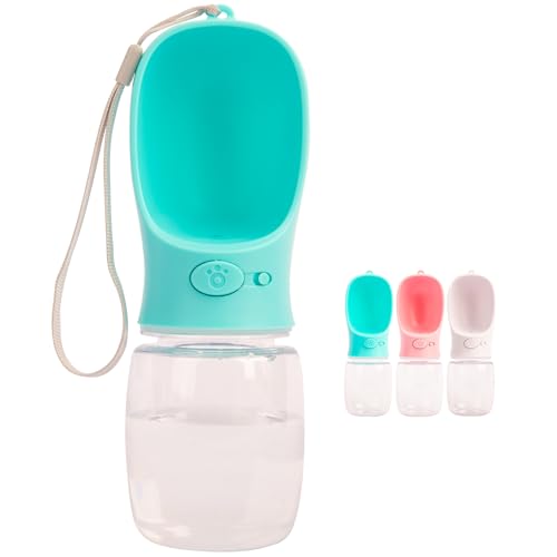 VehiGo 350ml / 337.4 g Tragbare Hundewasserflasche, Wasserflasche mit Trink-Futterspender für Hunde, Wasserspender für Hunde beim Spazierengehen, Wandern & Reisen (Grün) von VehiGo