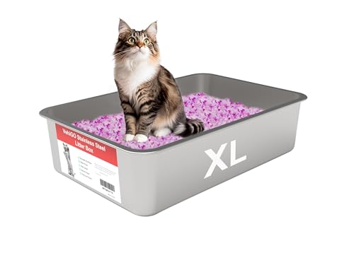 VehiGo extra große Katzentoiletten aus Metall, Edelstahl, langlebig, für große oder mehrere Katzen, katzenklo mit glatter Oberfläche und einfacher Reinigung, XL(60 x 40 x15cm) VehiGo extra große Katzentoiletten aus Metall, Edelstahl, langlebig, für große oder mehrere Katzen, katzenklo mit glatter Oberfläche und einfacher Reinigung, XL(60 x 40 x15cm) von VehiGo