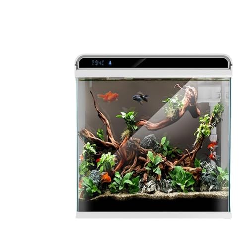 Vehipa Aquarium Klein mit Intelligentem Luftbefeuchter, 3-in-1 selbstzirkulierende Systeme, Temperaturanzeige, 7-farbige Beleuchtung, Büro-Desktop-Dekoration Aquarium Komplettset von Vehipa
