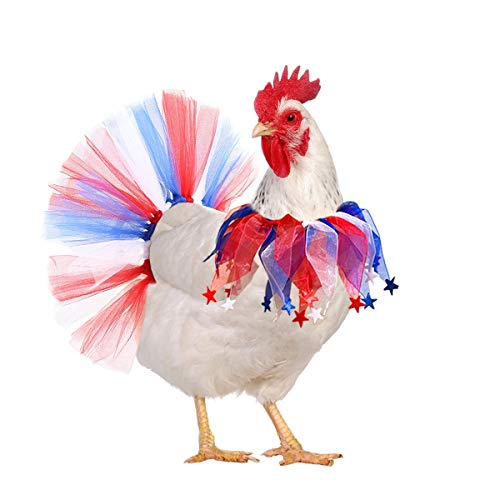Vehomy 4. Juli, Hühnerkostüm für Hühner, Tutu, Huhn, Urlaubshalsband Junggesellinnenabschiede, amerikanische Flagge, Rot, Weiß, Blau, Hühner-Tutu, Rock und Kragen Hühner am Unabhängigkeitstag, 2 Stück von Vehomy