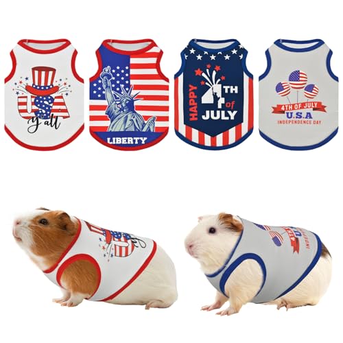 Vehomy 4. Juli Kleidung für kleine Haustiere, 4 Stück, Unabhängigkeitstag, Kaninchenhemden, USA-Flagge, Kaninchen-Kostüm, Outfit, Kleintierweste für Frettchen, Meerschweinchen, Kaninchen, Kätzchen Vehomy 4. Juli Kleidung für kleine Haustiere, 4 Stück, Unabhängigkeitstag, Kaninchenhemden, USA-Flagge, Kaninchen-Kostüm, Outfit, Kleintierweste für Frettchen, Meerschweinchen, Kaninchen, Kätzchen von Vehomy